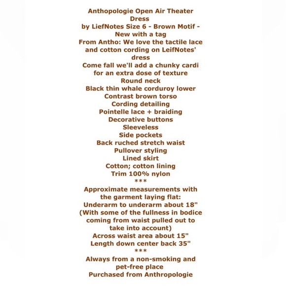 LeifNotes Anthropologie dress size 6 - Picture 13 of 13